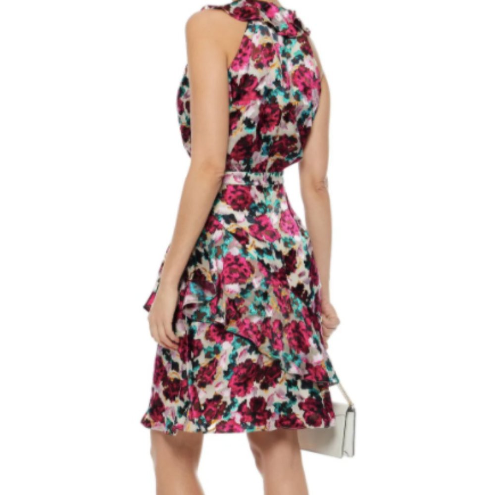 Saloni Rita Ruffled Floral Fil Coupé Chiffon Dress - Picture 4 of 8
